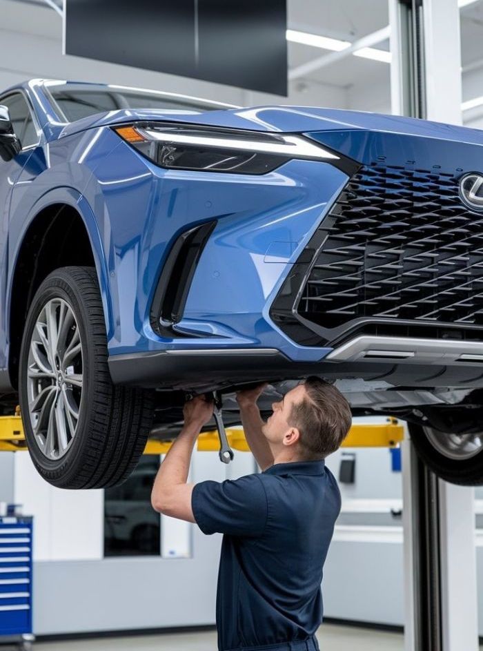 auto-body-technician-working-on-a-Lexus-Collision-Repair-Dingmans-Collision